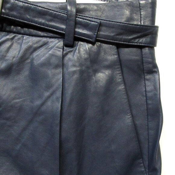 NWT J.Crew Collection Pleated Trouser Short in Navy Leather Belted Shorts 6 $428 - Picture 3 of 7